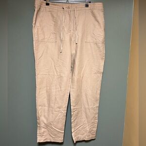 Talbots Linen Blend Women’s Size 12 Casual Drawstring Pants in Light Beige